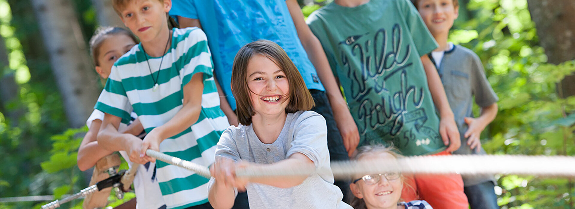 Kindergruppe im Waldseilgarten