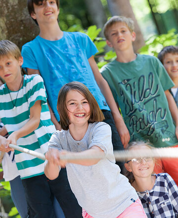 Kindergruppe im Waldseilgarten