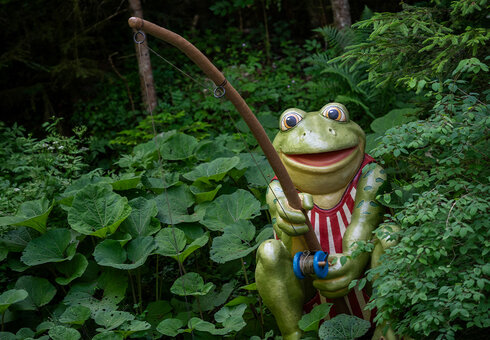 Frosch angelt bei der Bockerlbahn